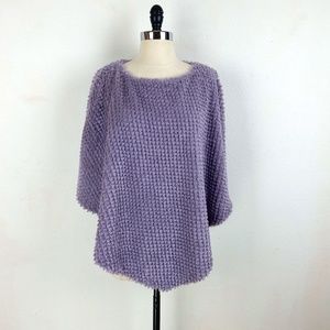 Black Rivet Lavender Purple Faux Fur Fluffy Poncho Size L/XL Boho Gypsy Festival